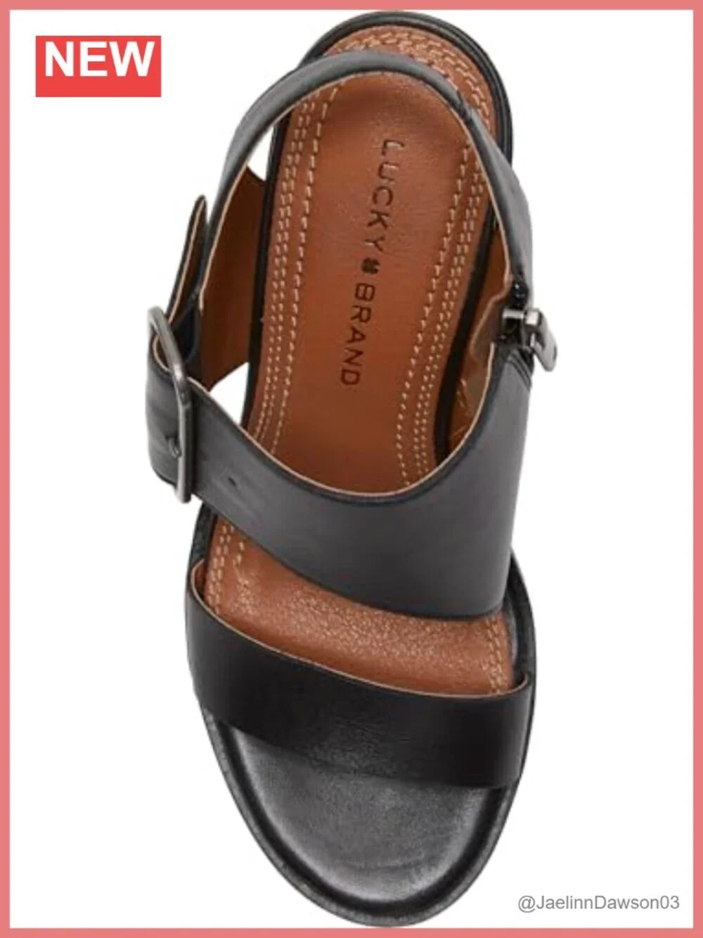 Lucky Brand Darnah Heeled Sandals Women's Stacked Heel Ankle Strap Leather